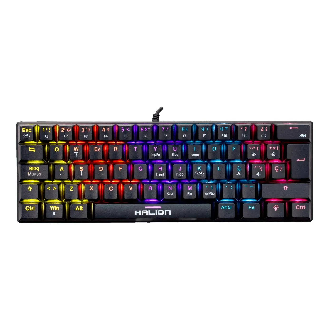 Teclado Halion Comanche 62 KM201 Mecánico Switch Red Rainbow