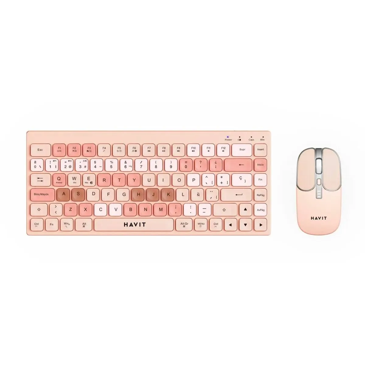 Combo Teclado y Mouse Havit KB831WB-SP Inalámbrico Bluetooth Rosado
