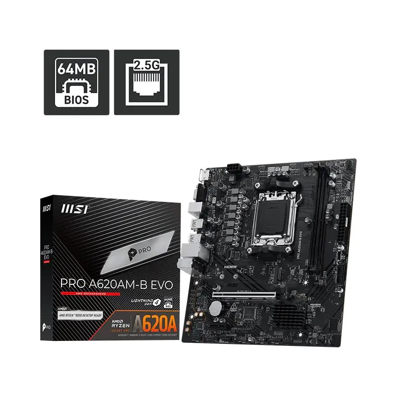 Placa Madre MSI PRO A620AM-B EVO AM5 A620A Micro-ATX DDR5