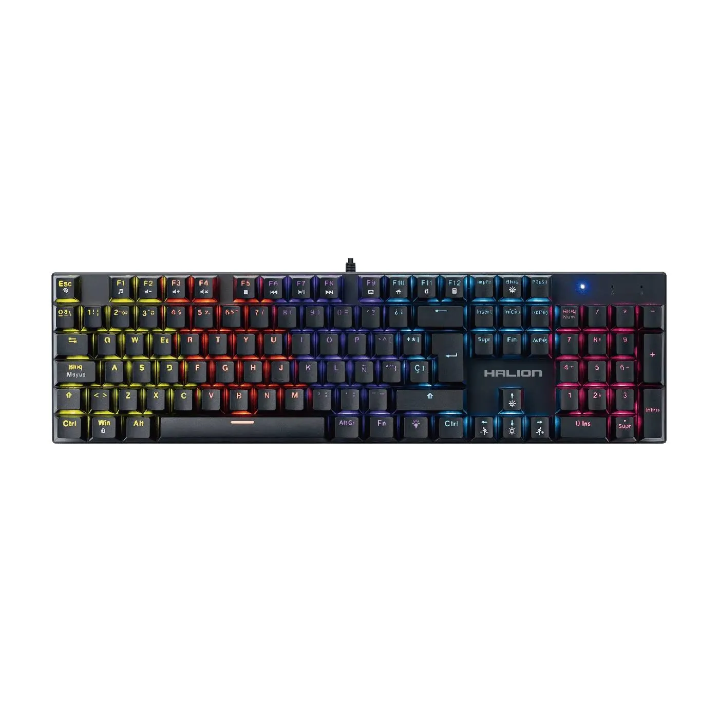Teclado Halion Comanche 105 KM203 Mecánico Switch Red Rainbow